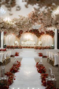Vintage floral table decor detail at a Wilton Hall wedding